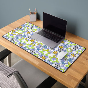 Cut paper snowflakes multicolored on white  desk mat