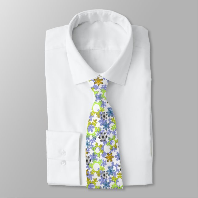 Cut paper snowflakes multicolored on white  tie (Tied)