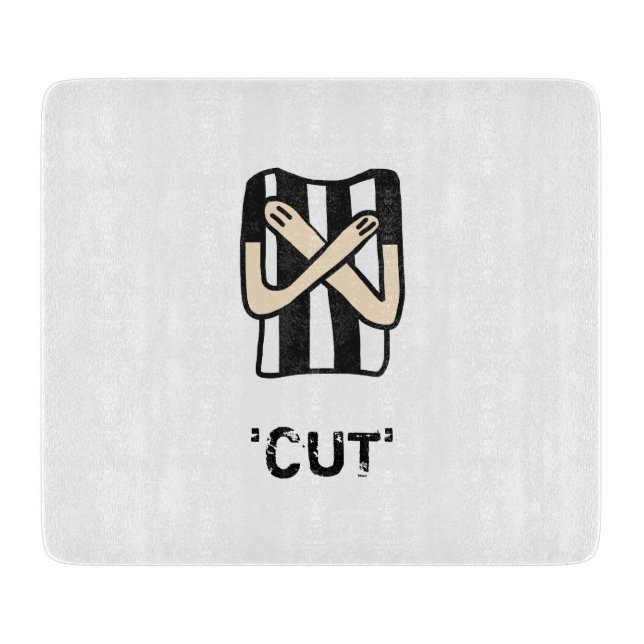 CUT Penalty Roller Derby Glass Chopping Board (Front)