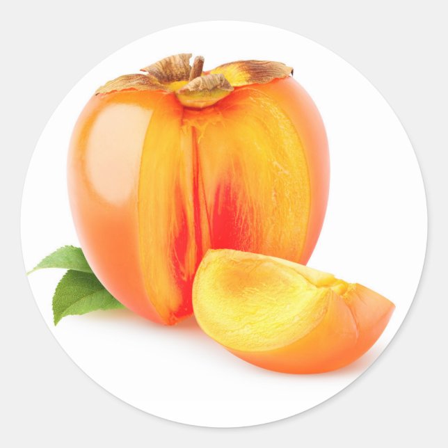 Cut persimmon fruit classic round sticker (Front)