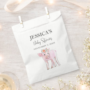 Cut Piggy Watercolor Baby Shower Boho Girl Favour Bag