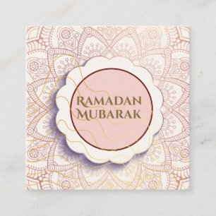 Cut pink and Golden Eid Mubarak Square Business Card