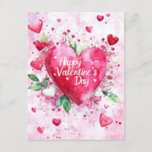 Cut pink Hearts Valentine's Greeting Postcard