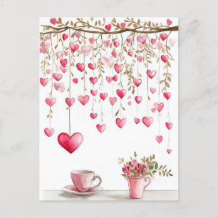 Cut pink Hearts Valentine's Greeting Postcard