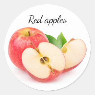 Cut red apples classic round sticker