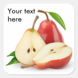 Cut red pears square sticker
