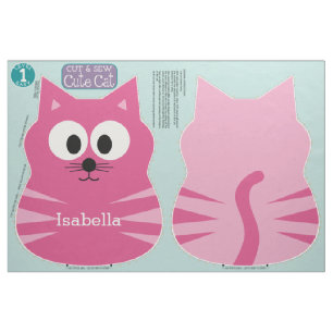 Cut & Sew Cute Cat Stuffed Animal with Custom Name Fabric