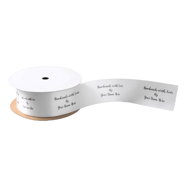 Cut & Sew Handmade with  Love Script Label   Satin Ribbon (Spool)
