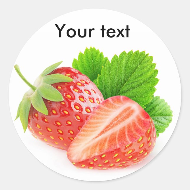 Cut strawberries classic round sticker (Front)