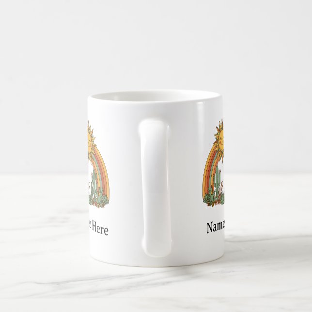 Cut sun rainbow cactus custom name coffe mug (Handle)