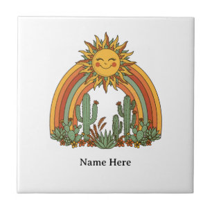 Cut sun rainbow cactus custom name coffe mug ceramic tile