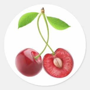 Cut sweet cherries classic round sticker