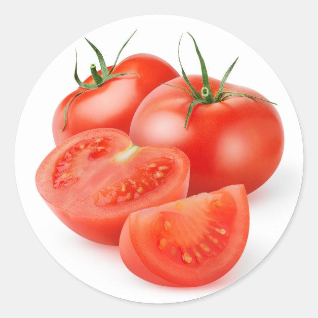 Cut tomatoes classic round sticker (Front)