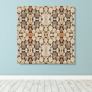 Cut Tree Branch Logs Stacked Pattern Photograph Canvas Print