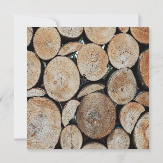 Cut Tree Branch Logs Stacked Pattern Photograph  Card (Front)