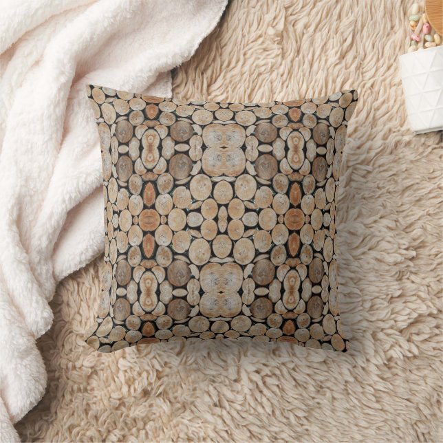 Cut Tree Branch Logs Stacked Pattern Photograph Cushion (Blanket)