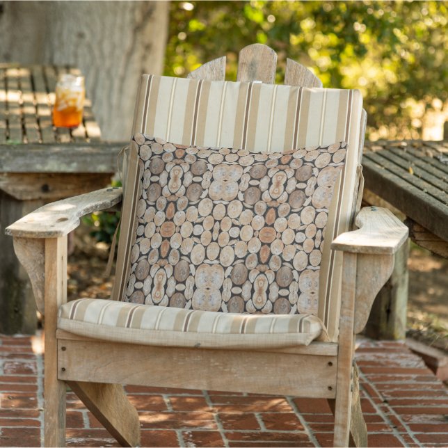 Cut Tree Branch Logs Stacked Pattern Photograph Cushion (Chair)