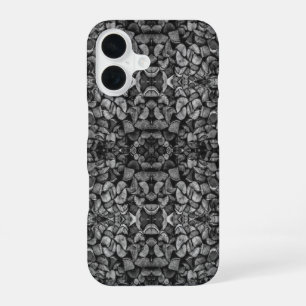 Cut Tree Logs Stacked Together Black & White Photo iPhone 16 Case