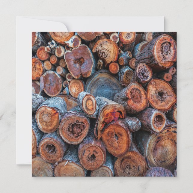 Cut Tree Logs Stacked Together Pattern Photograph Card (Front)