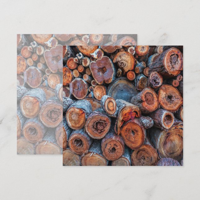 Cut Tree Logs Stacked Together Pattern Photograph Card (Front/Back)