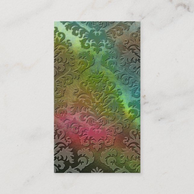 Cut Velvet, SATIN ABSTRACT in TEAL, GREEN and PINK Business Card (Front)