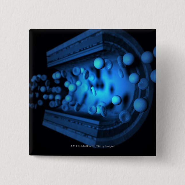 Cut view of blood cells in an artery 15 cm square badge (Front)