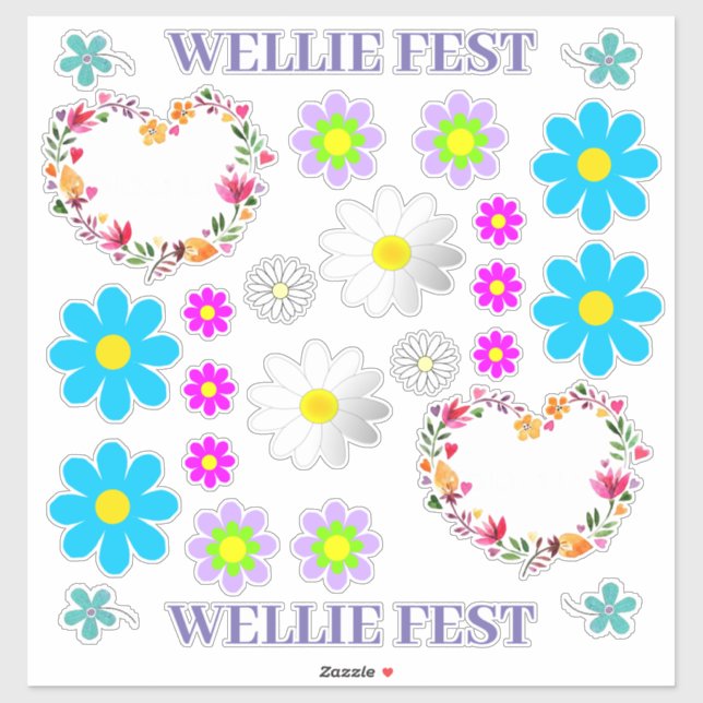 Cut Vinyl Stickers - Wellie Fest Flowers (Sheet)