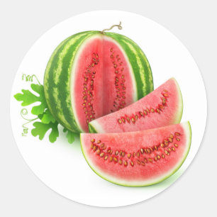 Cut watermelon classic round sticker