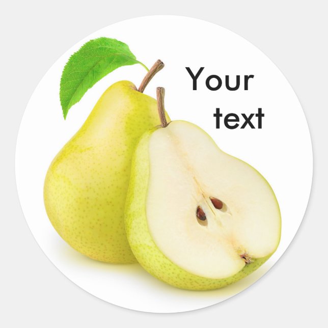 Cut yellow pears classic round sticker (Front)