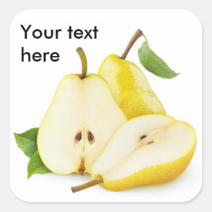 Cut yellow pears square sticker