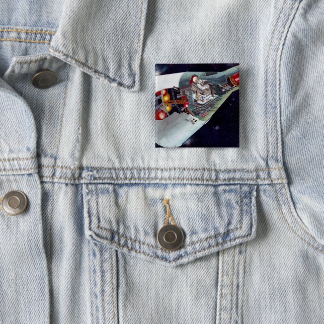 Cutaway A Two-Person Gemini Spacecraft In Flight. 15 Cm Square Badge (In Situ)