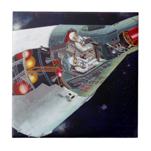 Cutaway A Two-Person Gemini Spacecraft In Flight. Ceramic Tile