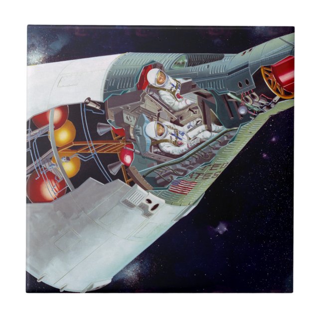 Cutaway A Two-Person Gemini Spacecraft In Flight. Ceramic Tile (Front)