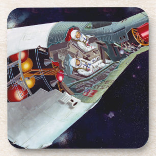 Cutaway A Two-Person Gemini Spacecraft In Flight. Coaster
