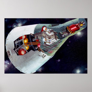 Cutaway A Two-Person Gemini Spacecraft In Flight. Poster