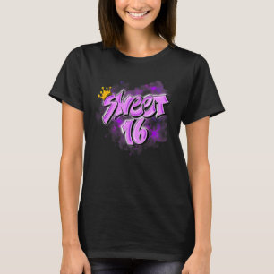Cute16th Crown Birthday Airbrush Graffiti Retro T-Shirt