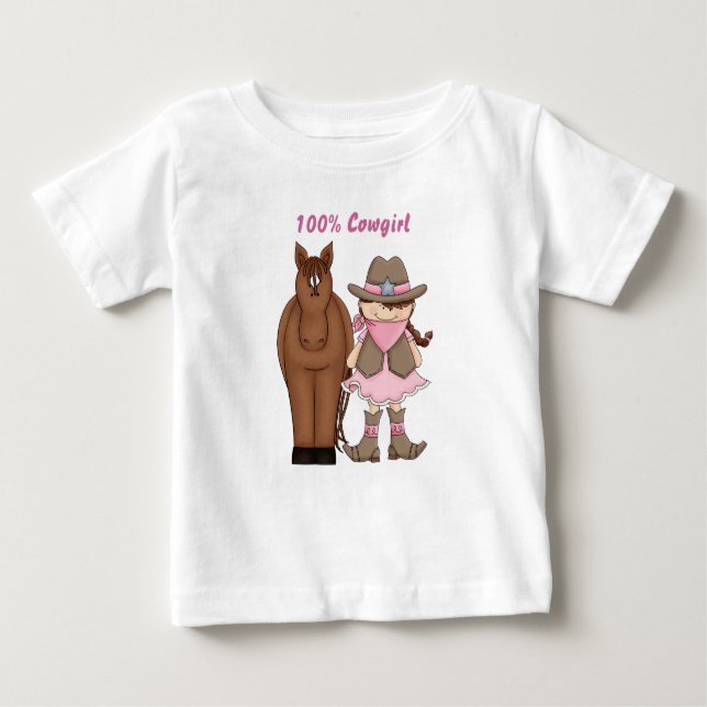 Cute 100% Cowgirl and Horse Baby T-Shirt (Front)