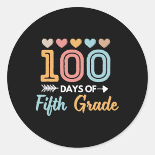 Cute 100 Days Of 5th Grade Teacher Student Kids Re Classic Round Sticker
