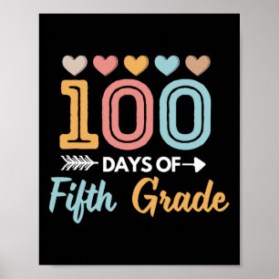 Cute 100 Days Of 5th Grade Teacher Student Kids Re Poster