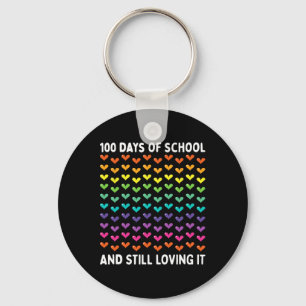 Cute 100 Days Of School And Still Loving It Hearts Key Ring
