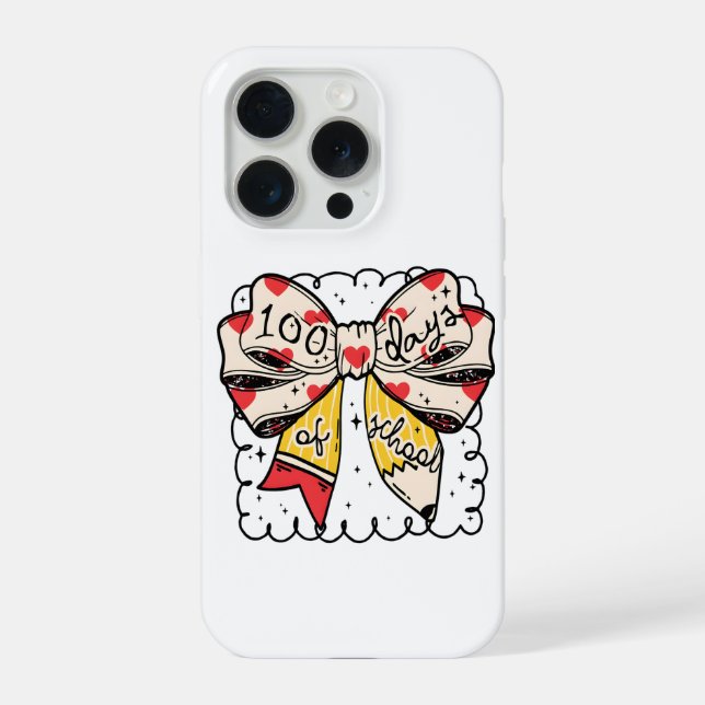 Cute 100 Days Of School Bow Pencil Classroom iPhone Case (Back)