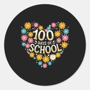 Cute 100 Days Of School Flower 100th Day Of School Classic Round Sticker