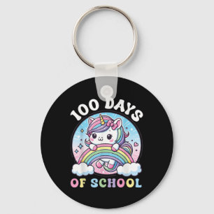 Cute 100 Days Of School Girls Unicorn 100th Day Sc Key Ring