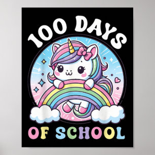 Cute 100 Days Of School Girls Unicorn 100th Day Sc Poster
