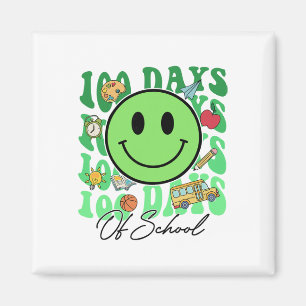 Cute 100 Days Of School Green Teacher Smile Face K Magnet