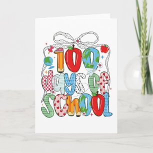 Cute 100 Days Of School Pink Hearts Classroom Card