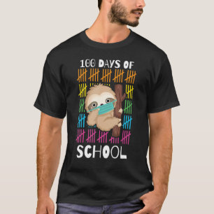 Cute 100 Days Of School Sloth Face Mask Virtual Te T-Shirt