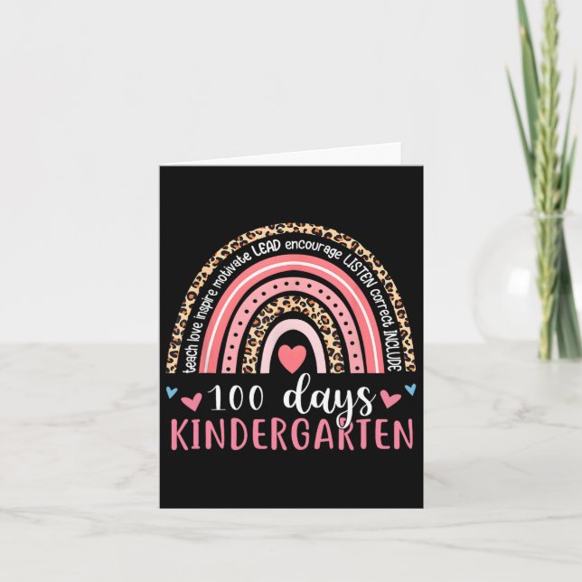 Cute 100 Days Smarter Kindergarten Happy 100th Day Card (Front)