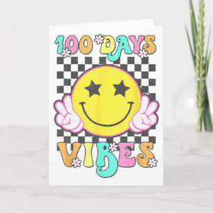 Cute 100 Days Vibes Smile Face 100 Days Of School Card