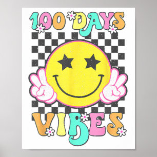 Cute 100 Days Vibes Smile Face 100 Days Of School Poster